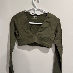 Garage Olive Green Ribbed Crop Top